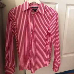 Ralph Lauren pink and white striped Oxford shirt